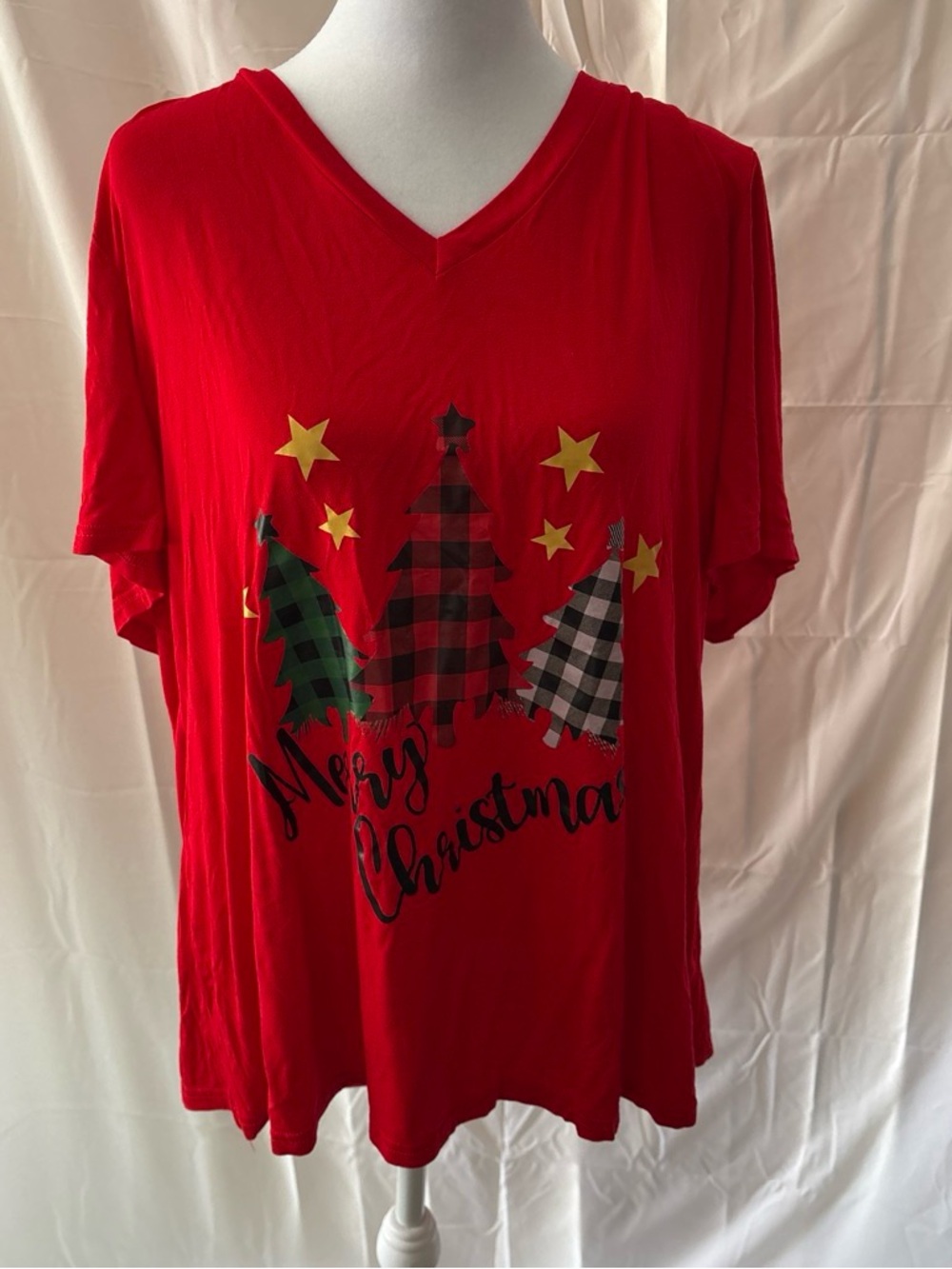 Merry Christmas Red Graphic pajama shirt V-Neck Shirt